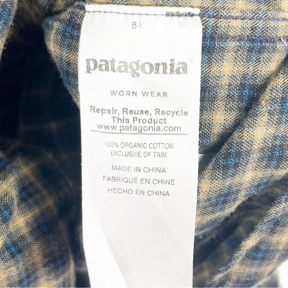 PATAGONIA 100% Organic Cotton Green Plaid Long Sleeves Button Shirt Size Medium - Picture 4 of 9